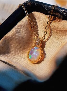 复古日系轻奢女项链欧泊