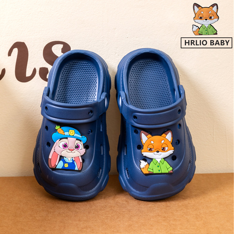 新款儿童夏季拖鞋卡通室内包头男女童洞洞鞋疯狂动物城宝宝拖鞋