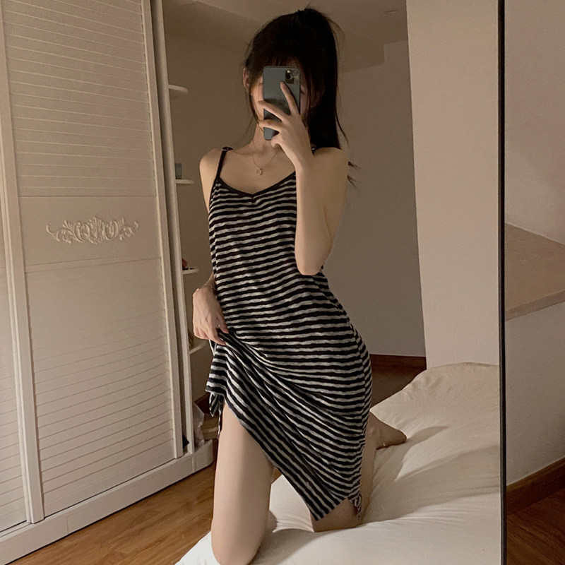 夏季性感吊带可调节条纹