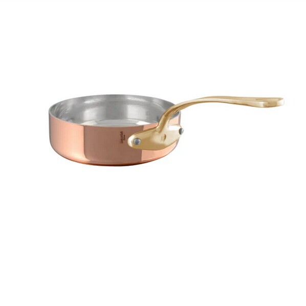 20cm现货法国产 Mauviel传统系列特厚热镀锡紫铜深煎锅煎炒锅