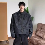 PU皮夹克男女宽松立领短款机车皮衣情侣美式复古休闲外套PY235P65，男装皮衣，星座1013-2