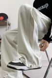 设计白色西裤男女同款夏季薄款休闲直筒裤宽松垂感休闲裤XK322P38，男装西裤，星座1013-2