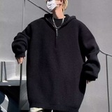 半拉链连帽毛衣男款秋冬季宽松慵懒风针织衫复古休闲外套M6516P55，男装针织衫/毛衣，星座1013-2