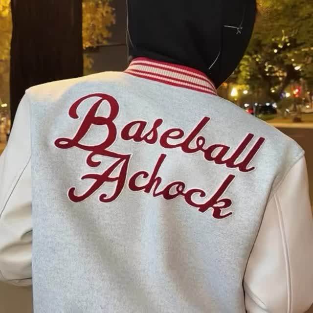 复古重磅撞色拼接字母刺绣棒球服外套男春秋百搭情侣夹克JK329P70,男装夹克,星座1013-2