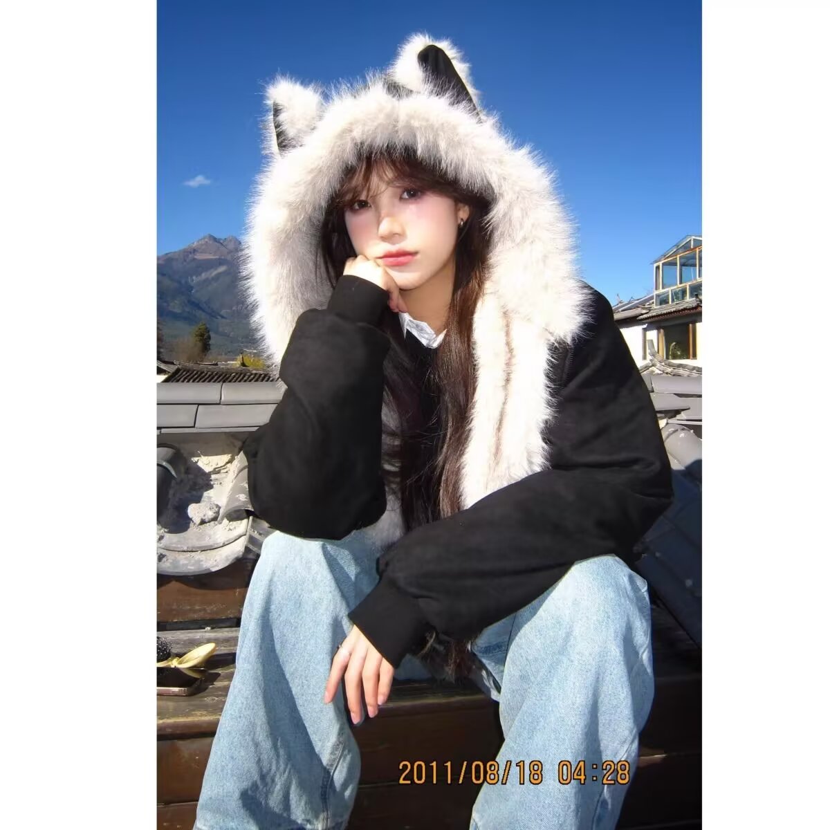 秋冬季棉袄加厚情侣连帽棉衣棉服男麂皮毛领夹棉外套MY101P105，女装棉衣/棉服，星座1013-2