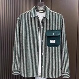 花衬衫纯棉条纹长袖男士春秋季轻熟风衬衫式痞帅翻领外套C462P50，男装衬衫，星座1013-2