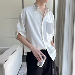 潮流简约款百搭衬衫七分袖夏季男青春流行潮日系慵懒标准C55P35