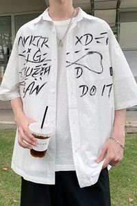 男潮青春流行潮流原宿五分袖标准衬衫气质时尚文艺夏季 CS46P45图片