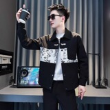 男士春装外套潮牌休闲拼接撞色翻领夹克男装休闲短款上衣JK311P60，男装夹克，星座1013-2