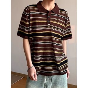 夏经典条纹撞色短袖POLO衫男士翻领商务休闲透气针织T恤潮T632P50，男装T恤，星座1013-2