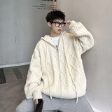 秋冬慵懒风休闲情侣针织衫男女外套连帽开衫毛衣带帽毛线M5710P68，男装针织衫/毛衣，星座1013-2