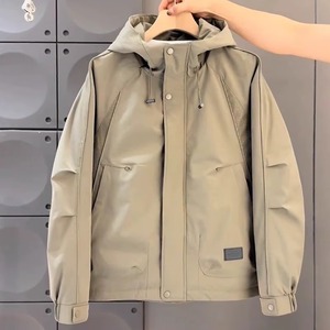 棉服男冬季时尚百搭二棉连帽工装外套简约纯色加棉夹克MY6691P80图片
