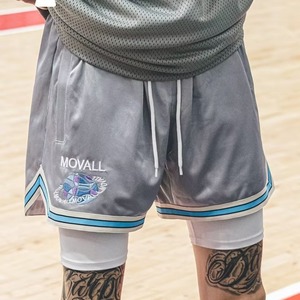 假两件夏季潮流微弹青春流行休闲裤短裤哈伦裤男直筒潮DK656P38