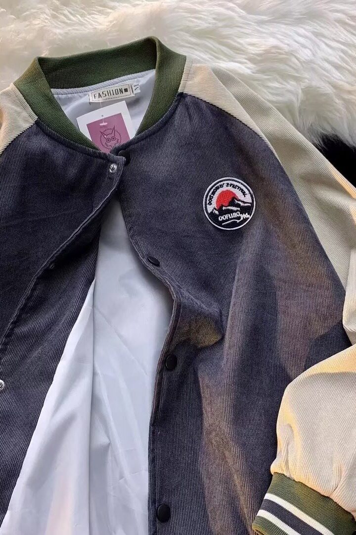 美式复古棒球服外套宽松灯芯绒双层百搭休闲情侣夹克上衣JK97P35,男装夹克,星座1013-2