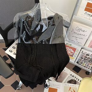 薄款镂空针织衫美式复古慵懒风宽松休闲情侣小V领长袖上衣W619P45图片