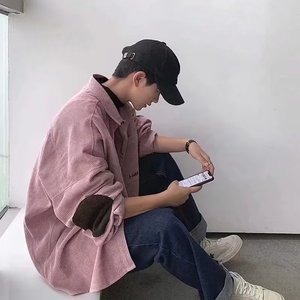 灯芯绒气质男ins青春流行时尚秋长袖原宿修身潮纯色衬衫 CS21P40,男装衬衫,星座1013-2