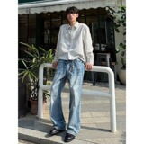 春秋泡泡纱条纹衬衫男正肩长袖衬衣美式cleanfit薄款外套C822P45，男装衬衫，星座1013-2