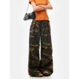 复古迷彩伞兵工装裤男女宽松阔腿嘻哈街舞休闲裤潮情侣K108P50，男装牛仔裤，星座1013-2