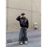 嘻哈风刺绣珍珠菱格棉服夹克男复古街头休闲加厚保暖外套MY933P95，男装棉衣，星座1013-2