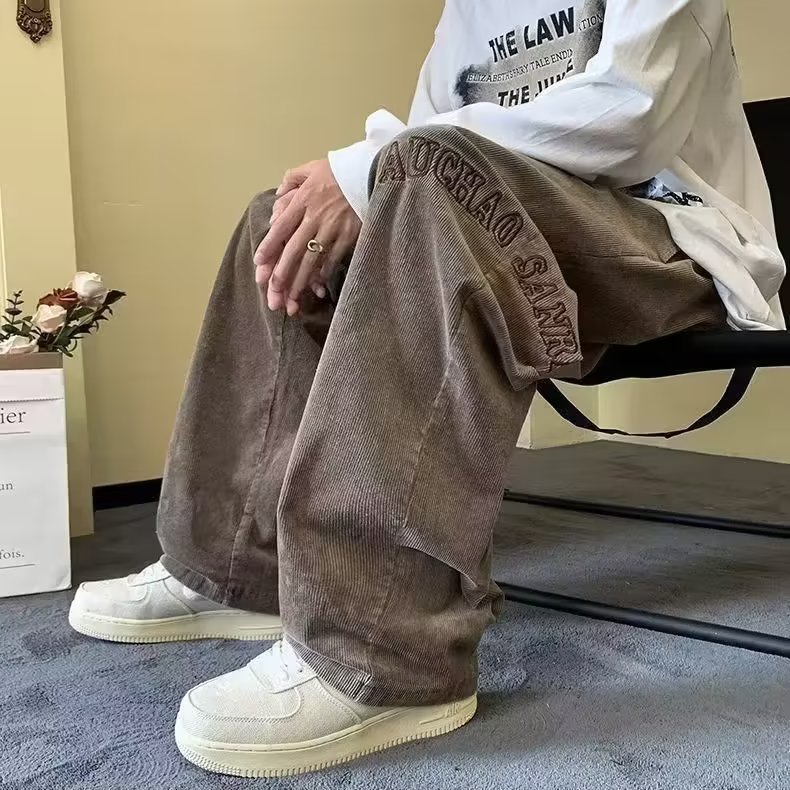 裤子男秋冬季美式重磅宽松直筒阔腿裤ins潮高街复古休闲 K914P38图片