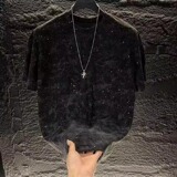 夏百搭重磅休闲短袖满天星破洞潮流套头圆领男T恤轻奢上衣T800P33，男装T恤，星座1013-2