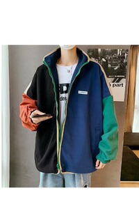 春秋原宿风两面穿拼接外套男韩版宽松学生棒球服bf夹克衫W62P60P