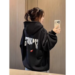 恶魔之眼白花灰排扣连帽卫衣男女秋冬520g重磅硬挺外套W318P48图片