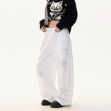 美式裤子高街刺绣星星牛仔裤男款设计感修身直筒微喇裤K8103P50，男装休闲裤，星座1013-2