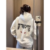 恶魔之眼白花灰排扣连帽卫衣男女秋冬520g重磅硬挺外套W318P48，男装卫衣，星座1013-2