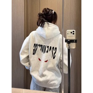 恶魔之眼白花灰排扣连帽卫衣男女秋冬520g重磅硬挺外套W318P48
