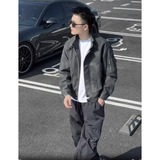 皮衣覆古脏脏外套男秋冬款痞帅工装夹克防风机车骑行服PY321P60，男装皮衣，星座1013-2