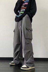 工装裤女春秋2024新款降落伞休闲阔腿高腰显瘦美式运动裤 K978P60图片