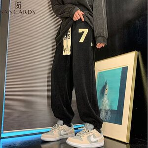 秋款港风男士青少年宽松休闲长裤个性束脚卫裤灯芯绒裤潮 K801P38图片