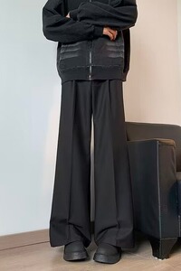 显瘦小西裤男士免烫阔腿宽松坠感直筒轻熟风微喇叭西装裤XK320P45,女生的鞋子怎么搭配图片