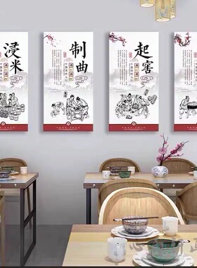 酒文化背景墙装饰画酱香酒白酒酿酒工艺壁画酒庄酒坊酒厂酒窖挂画
