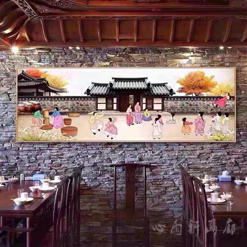 韩式挂画人物朝鲜族墙壁民俗文化料理韩国饭店装饰画餐厅画烤肉店