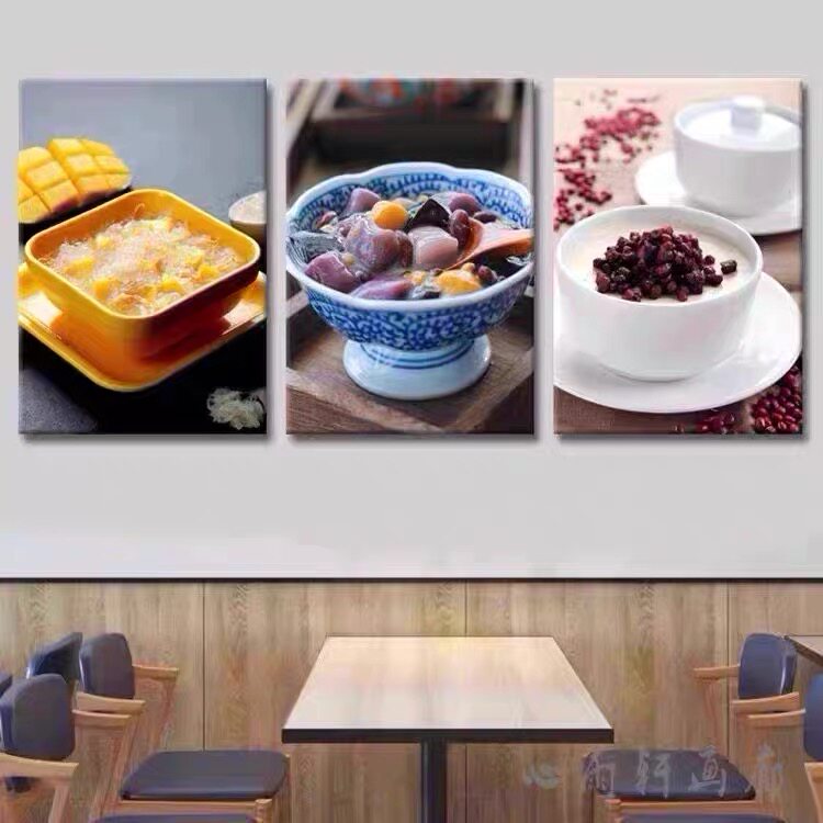 甜品店装饰画广式糖水店背景墙海报挂画港式茶餐厅网红冷饮店壁画