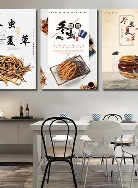 中药材海报挂图中草药养生中医馆宣传画当归冬虫夏草灵芝广告墙画