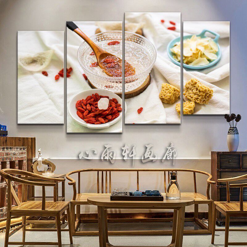 滋补店墙面装饰美容院挂画燕窝装饰画养生会所背景墙贴壁画装饰品