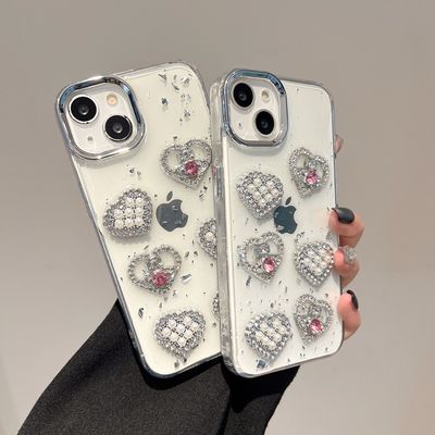 适用苹果16ProMax镶钻立体全包iPhone15系列同款立体滴胶手机壳