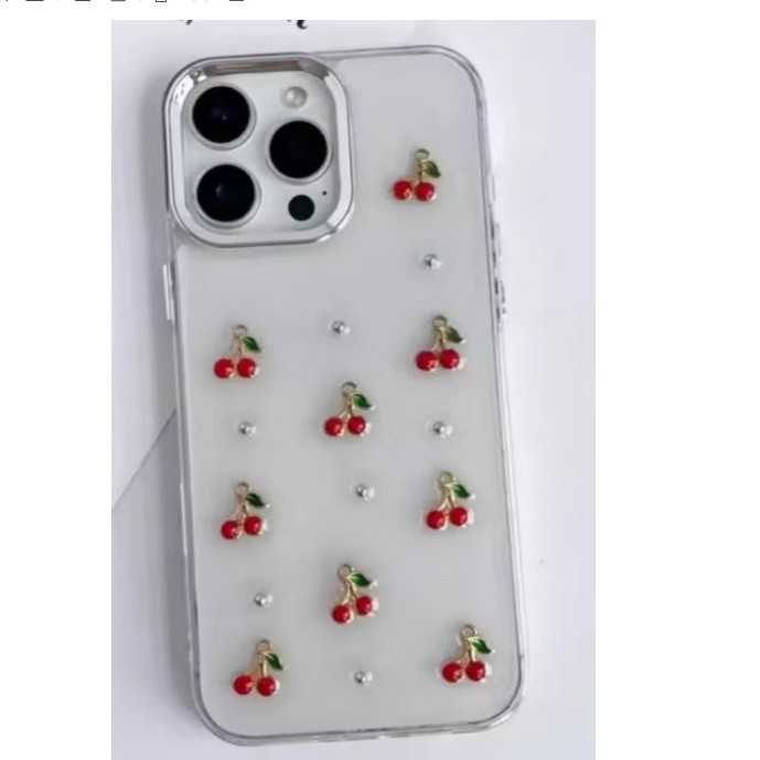 滴胶立体樱桃iPhone16promax苹果15Plus手机壳14全包13轻奢12软11