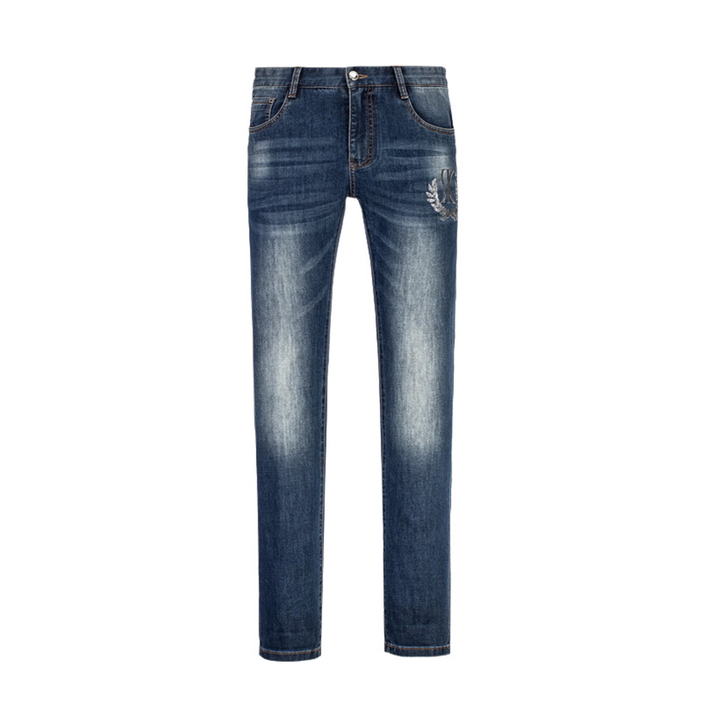 SK男装烫钻小脚直筒修身牛仔裤子