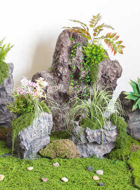 仿真玻璃钢石头墙景观造景摆件