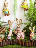 Соломенный кролик, украшения в виде животных, украшение для детского сада, растение, угол, озеленение, двор, окно, сцена, уличный макет, реквизит