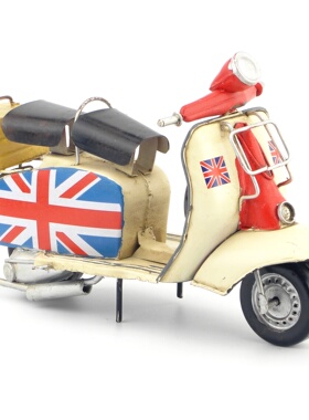 复古英国国旗摩托车模型装饰摆件铁艺立体造型家居客厅桌面装饰品