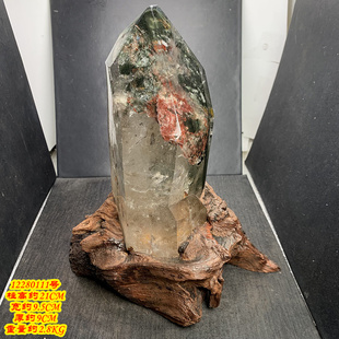 红绿幽灵水晶柱摆件 红幽灵绿幽灵共生 天然水晶原石打磨 单尖柱