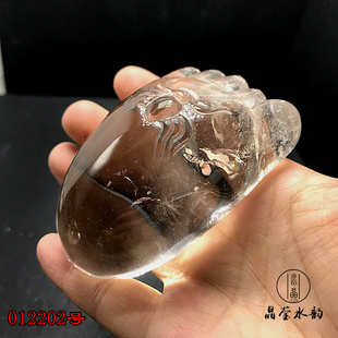 白水晶小脚丫 纯天然原石打磨摆件可把玩 知足常乐 足保平安8.8CM