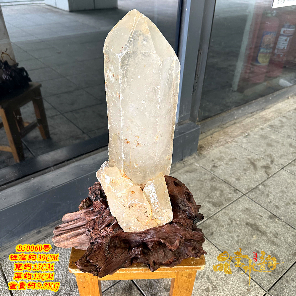 白水晶柱摆件天然水晶原石矿标
