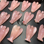 7.5CM 5CM 10CM 天然水晶天使摆件粉水晶许愿天使守护神 厂家直销