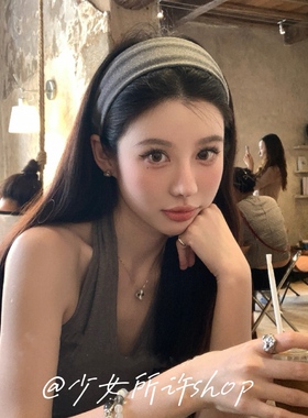 灰色宽边发箍女秋冬2025新款日常外戴高级感洋气时尚高颅顶头箍
